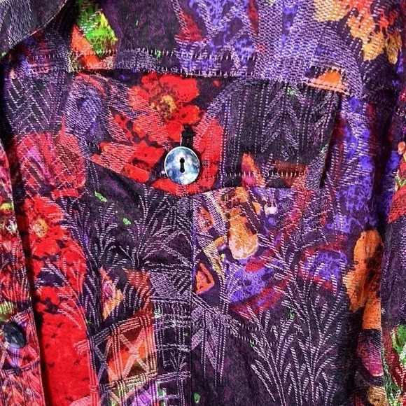 Chico , linen ,silk ,artsy jacket,blazer,cardigan size 2 . boxy,button,boho,EC - Picture 12 of 16